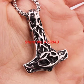 Punk Necklace Viking Thor's Hammer Mjolnir Pendants Stainless steel Silver Black color Hammer Pendants Necklace for Best Gift
Punk Necklace Viking Thor's Hammer Mjolnir Pendants Stainless steel Silver Black color Hammer Pendants Necklace for Best Gift
