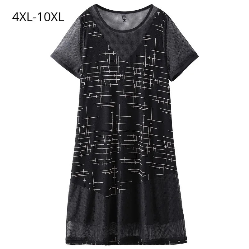 Plus Size 10XL 8XL 6XL 4XL Women Short Sleeves Summer Dress Femme Elegant Striped Mesh Clothing Ladies Oversized Slim Dresses
Plus Size 10XL 8XL 6XL 4XL Women Short Sleeves Summer Dress Femme Elegant Striped Mesh Clothing Ladies Oversized Slim Dresses