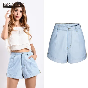 Summer Women Shorts High Waist Loose Casual 100% Cotton Denim Shorts Women Wide Leg High Waisted Light Blue Jeans Short Feminino 
Summer Women Shorts High Waist Loose Casual 100% Cotton Denim Shorts Women Wide Leg High Waisted Light Blue Jeans Short Feminino