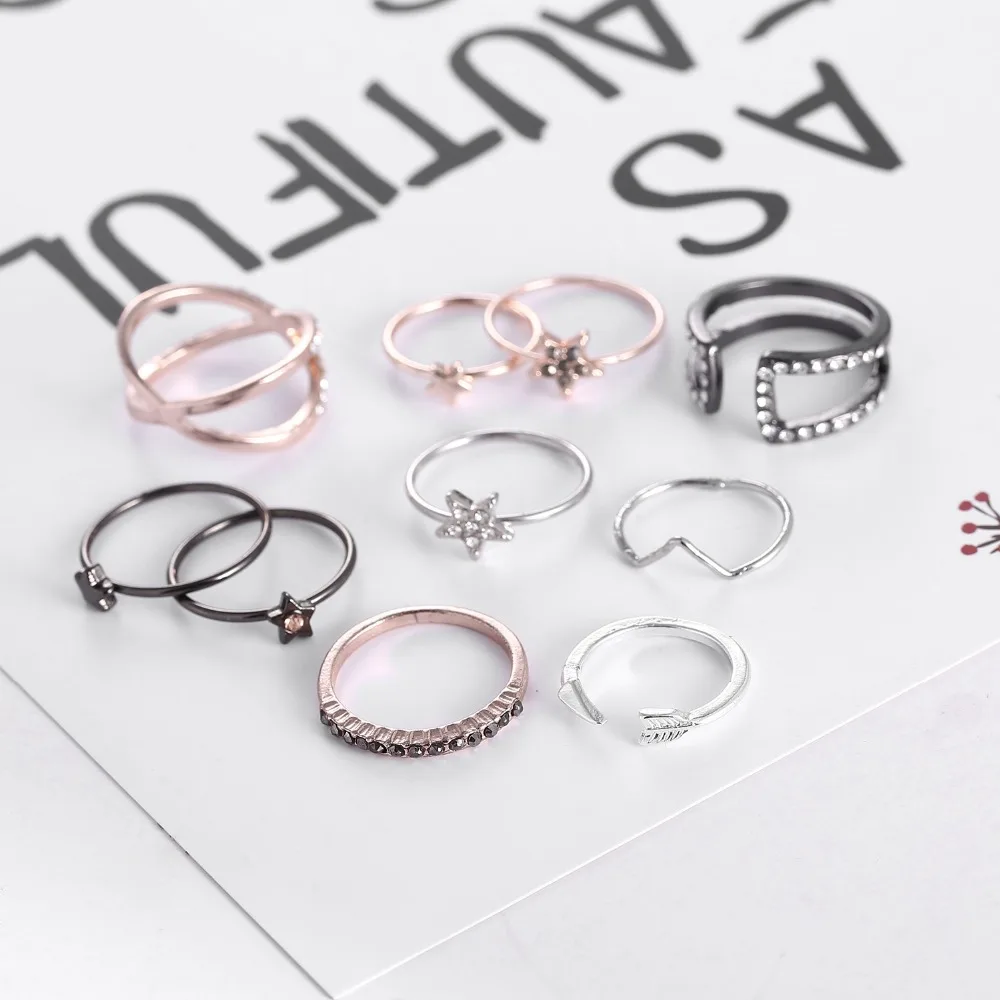 Rinhoo 10pcs Bohemian Retro Star Crystal Arrow Cross Multicolor Ring Set Adjustable Opening Rings Women Wedding Anniversary Gift
Rinhoo 10pcs Bohemian Retro Star Crystal Arrow Cross Multicolor Ring Set Adjustable Opening Rings Women Wedding Anniversary Gift