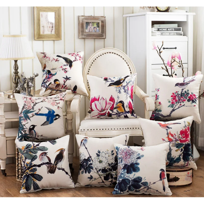 American Country Style Flower Birds Cotton Linen Pillow Covers Decorative bedding pillows cases home decor pillow cover 45*45cm
American Country Style Flower Birds Cotton Linen Pillow Covers Decorative bedding pillows cases home decor pillow cover 45*45cm
