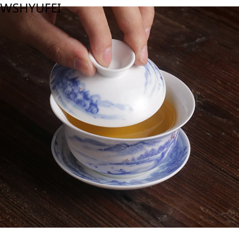 Jingdezhen ceramic cover bowl teacup Kungfu cover bowl teacup travel portable tea set household drinking utensils WSHYUFEI
Jingdezhen ceramic cover bowl teacup Kungfu cover bowl teacup travel portable tea set household drinking utensils WSHYUFEI