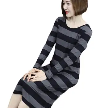 Spring Autumn New 2019 Korean Large Size 4XL Women's Long-sleeved Striped Dress Loose O-Neck Bag Hip Casual Dress Female LQ7
Spring Autumn New 2019 Korean Large Size 4XL Women's Long-sleeved Striped Dress Loose O-Neck Bag Hip Casual Dress Female LQ7