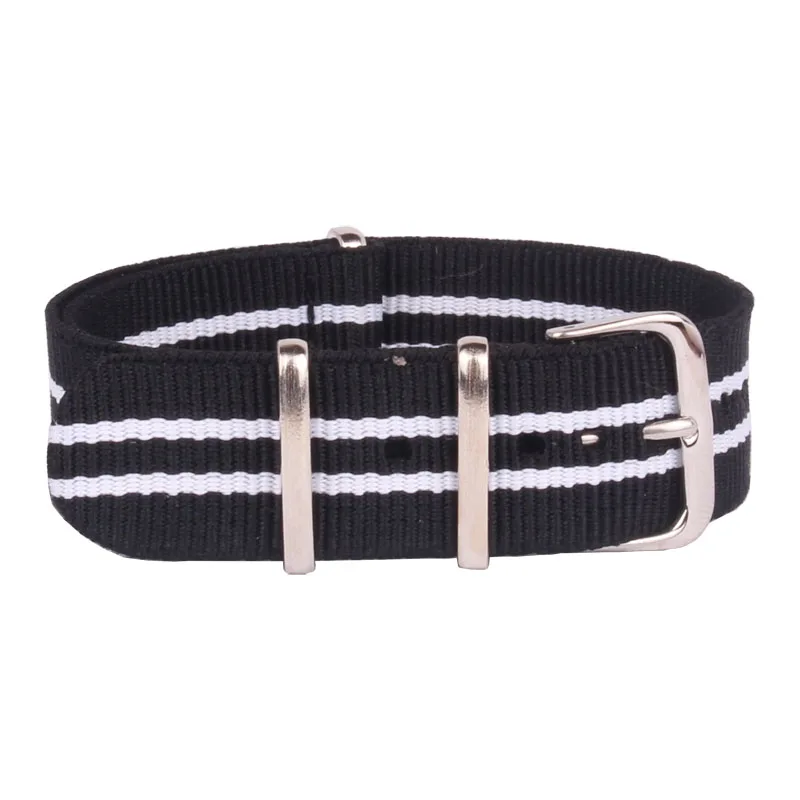 Cambo Wholesale 20 mm Stripe Black White Woven Fiber watchband 20mm Nylon Watch Straps Wristwatch Band Buckle Cheap fabric
Cambo Wholesale 20 mm Stripe Black White Woven Fiber watchband 20mm Nylon Watch Straps Wristwatch Band Buckle Cheap fabric