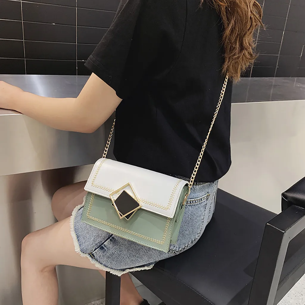 Women Contrast Single Shoulder Slung Chain Wild Small Square Bag Summer Fashion Women Bag Women Messenger Bags Cover Solid
Women Contrast Single Shoulder Slung Chain Wild Small Square Bag Summer Fashion Women Bag Women Messenger Bags Cover Solid