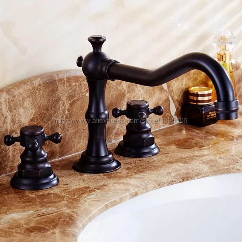 Black Oil Rubbed Bronze Deck Mount Dual Handles Basin Faucet 3pcs Bathroom Lavatory Washbasin Mixer Tap Bnf283
Black Oil Rubbed Bronze Deck Mount Dual Handles Basin Faucet 3pcs Bathroom Lavatory Washbasin Mixer Tap Bnf283