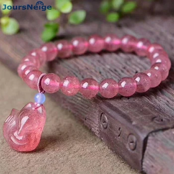 Dropshipping Natural Strawberry Crystal Bracelets 8mm Round Beads with Nine tail Fox Pendant Bracelet Lucky for Women Jewelry
Dropshipping Natural Strawberry Crystal Bracelets 8mm Round Beads with Nine tail Fox Pendant Bracelet Lucky for Women Jewelry