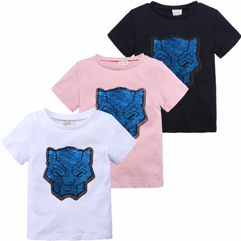 Changing Color Black Panther Switchable Sequins Boys T-shirts Kid Fashion Marvel Hero T Shirt Children Tops Clothes Summer 1-8Y
Changing Color Black Panther Switchable Sequins Boys T-shirts Kid Fashion Marvel Hero T Shirt Children Tops Clothes Summer 1-8Y