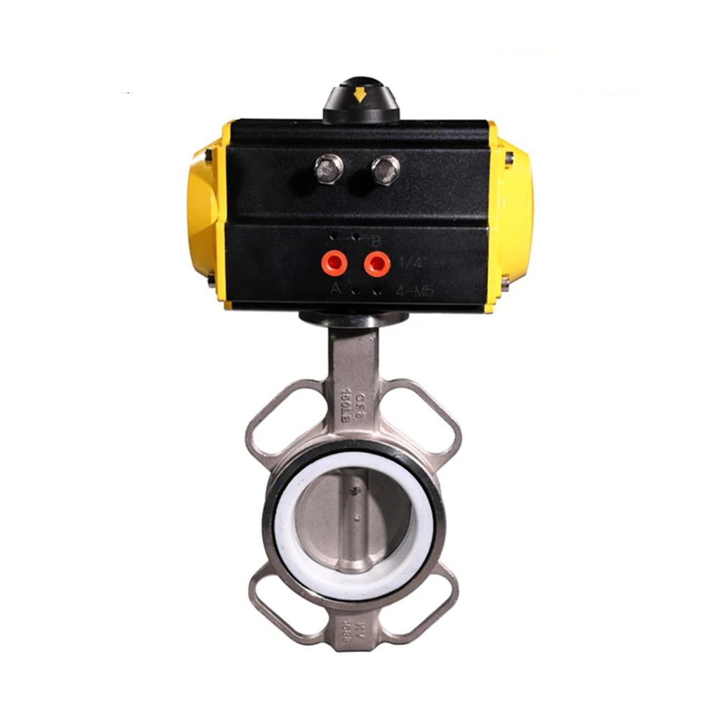 Фото DN150 6inch SS304 Stainless Steal with PTFE Sealing Pneumatic Actuator Air Control Butterfly Valve Wafter Connection SP DA |