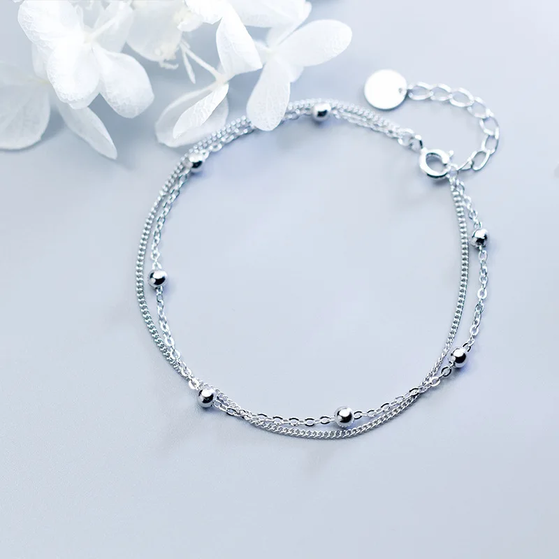 MloveAcc 925 Sterling Silver Beaded Bracelet Adjustable Double Layer Link Chain Bracelets for Women Lover Wedding Jewelry Gift
MloveAcc 925 Sterling Silver Beaded Bracelet Adjustable Double Layer Link Chain Bracelets for Women Lover Wedding Jewelry Gift