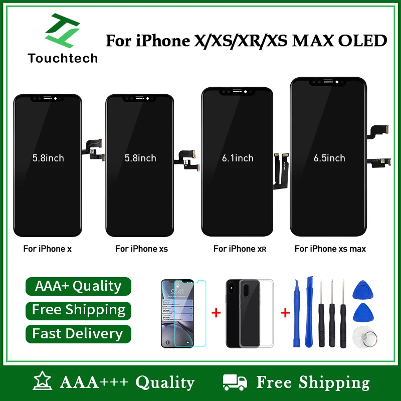 Black 100% OEM Screen For iPhone X XS Max XR XS LCD OLED Screen Replacement Display with 3D Touch Screen Digitizer Assembly+Gift
Black 100% OEM Screen For iPhone X XS Max XR XS LCD OLED Screen Replacement Display with 3D Touch Screen Digitizer Assembly+Gift