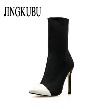 JINGKUBU 2018 Arriva Stretch Fabric Women's Ankle Boots Pointed Toe High Heels Slip-On Sexy Sock heels Chelsea Boots size 35- 42
JINGKUBU 2018 Arriva Stretch Fabric Women's Ankle Boots Pointed Toe High Heels Slip-On Sexy Sock heels Chelsea Boots size 35- 42