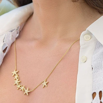 YP504 Luxury 925 Sterling Silver Starfish Collar Necklace Zircon Star Design A*M Women Wedding Chain Necklace Bridal Jewelry
YP504 Luxury 925 Sterling Silver Starfish Collar Necklace Zircon Star Design A*M Women Wedding Chain Necklace Bridal Jewelry