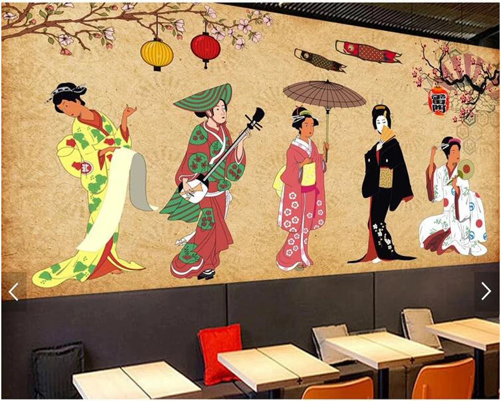 

Custom retro papel de parede,Japanese personalities murals for restaurant sushi restaurant living room wall home decor wallpaper