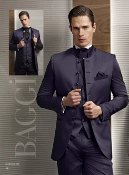 tailor Made Groom Tuxedos Stand Collar Sliver Blue Classical Men's Wedding Prom Suits Groomsman Morning Dress Jacket +Pants+vest
tailor Made Groom Tuxedos Stand Collar Sliver Blue Classical Men's Wedding Prom Suits Groomsman Morning Dress Jacket +Pants+vest