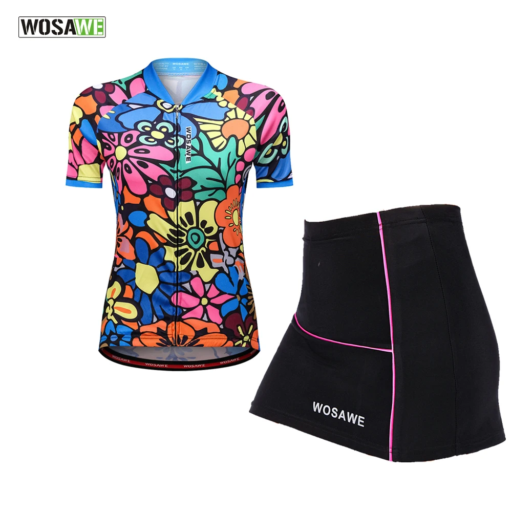 WOSAWE Female Mini Skirt + Shirt Ropa Ciclismo Cycling Jersey Sets Breathable MTB Bike Clothing Women Short Sleeve Clothes
WOSAWE Female Mini Skirt + Shirt Ropa Ciclismo Cycling Jersey Sets Breathable MTB Bike Clothing Women Short Sleeve Clothes
