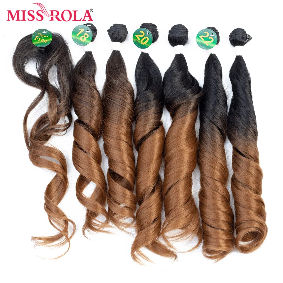 

Miss Rola Ombre Wavy Hair Bundles Synthetic Hair Extensions Hair Weaves 18-22 inch 6pcs/Pack With Free Closure 200g Hair Wefts