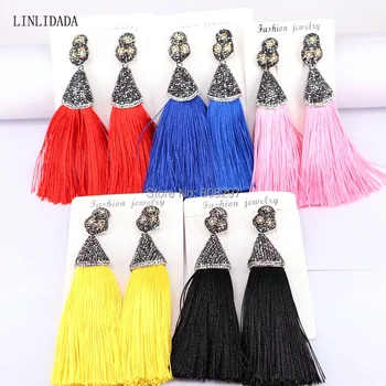 5Pair Blue Red Black Yellow Pink Long Silk Tassel Earrings with Pave Rhinestone Charm For Women Jewerly
5Pair Blue Red Black Yellow Pink Long Silk Tassel Earrings with Pave Rhinestone Charm For Women Jewerly