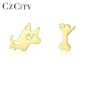 CZCITY Brand Design Lovely Dog & Bones Cartoon Stud Earrings for Women Pure 925 Sterling Silver Fine Jewelry Femme Bijoux Gifts
CZCITY Brand Design Lovely Dog & Bones Cartoon Stud Earrings for Women Pure 925 Sterling Silver Fine Jewelry Femme Bijoux Gifts