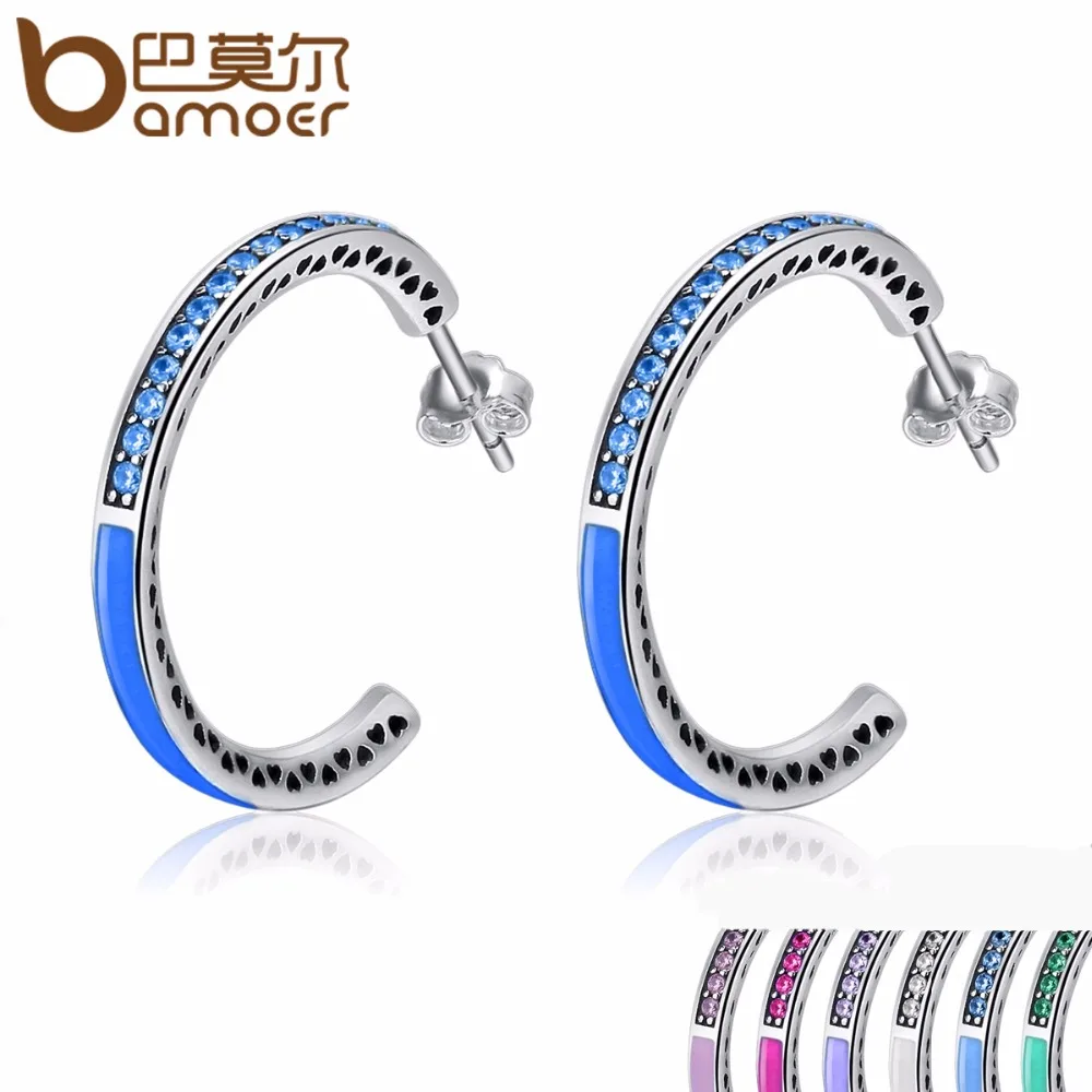 BAMOER 925 Sterling Silver Radiant Hearts 7 Color Enamel & Clear Hoop Earrings for Women Sterling Silver Jewelry Bijoux SCE208
BAMOER 925 Sterling Silver Radiant Hearts 7 Color Enamel & Clear Hoop Earrings for Women Sterling Silver Jewelry Bijoux SCE208