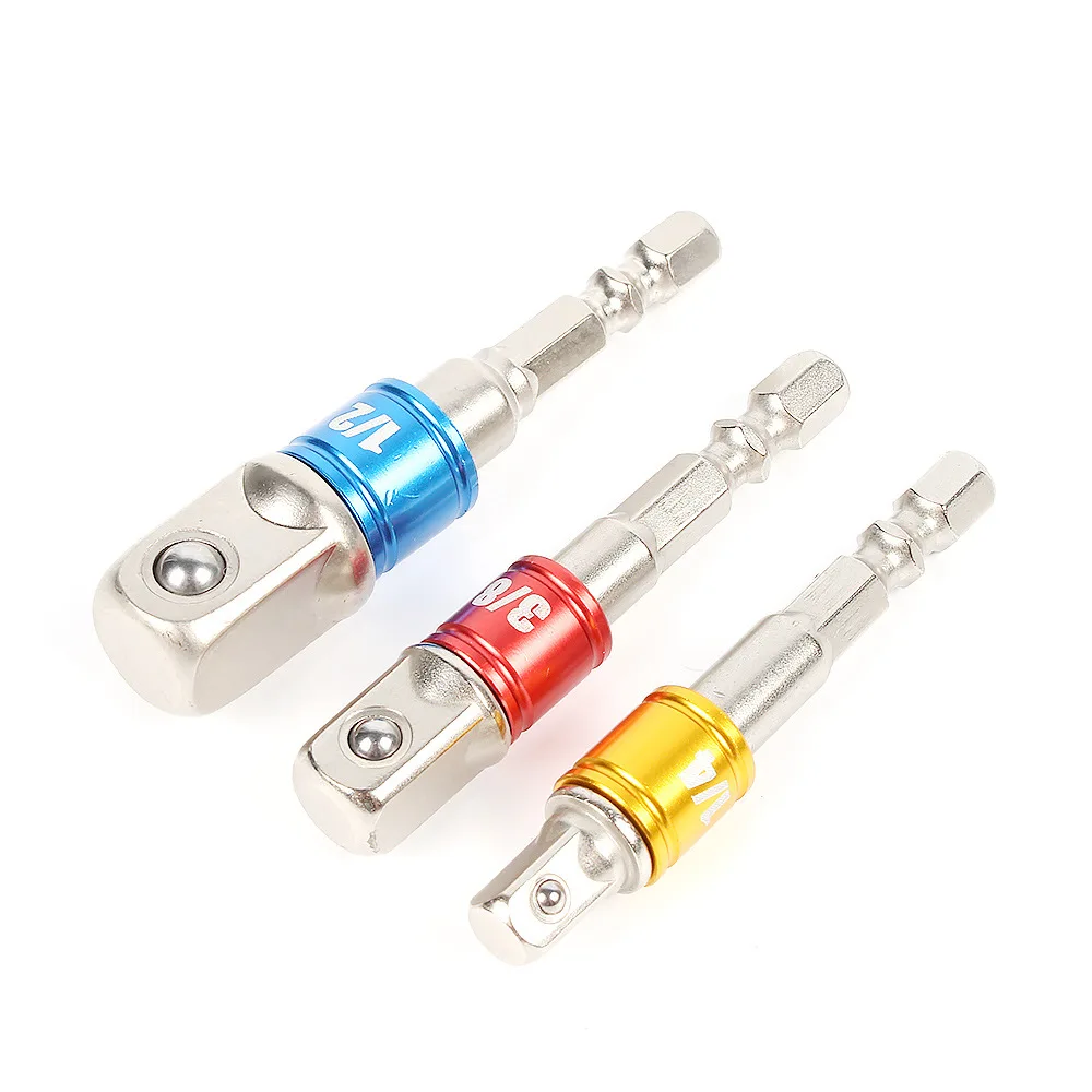 1/4" 3/8" 1/2" Drill Socket Adapter for Impact Driver with Hex Shank to Square Socket Drill Bits Bar Extension Set
1/4" 3/8" 1/2" Drill Socket Adapter for Impact Driver with Hex Shank to Square Socket Drill Bits Bar Extension Set