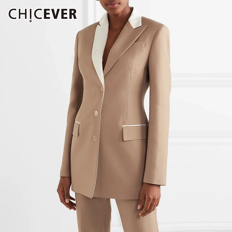 CHICEVER Hit Color Blazer Coat For Women Long Sleeve Notched Collar Loose Big Size Coats Female Fashion New Clothing 2019 Autumn
CHICEVER Hit Color Blazer Coat For Women Long Sleeve Notched Collar Loose Big Size Coats Female Fashion New Clothing 2019 Autumn