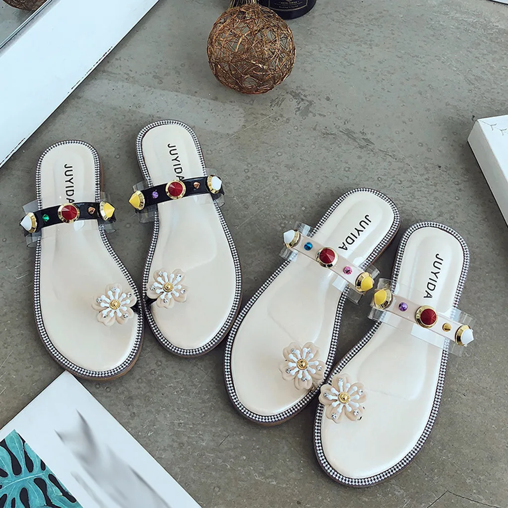 Women's Open Toe Flower Rhinestone Pearl Flats Wear Beach Sandals Female Fashion Shoes Indoor Outdoor Slippers Calzado Mujer 30
Women's Open Toe Flower Rhinestone Pearl Flats Wear Beach Sandals Female Fashion Shoes Indoor Outdoor Slippers Calzado Mujer 30