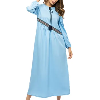 Women Muslim Flower Embroidery Tie Middle East Long Sleeve Dress Turkish Kaftan Arab Bangladesh Loose Robe Islamic Clothing 
Women Muslim Flower Embroidery Tie Middle East Long Sleeve Dress Turkish Kaftan Arab Bangladesh Loose Robe Islamic Clothing