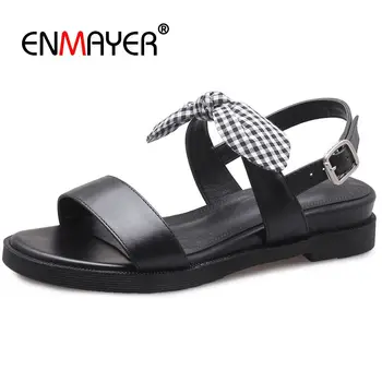 ENMAYER Genuine Leather Gladiator Women Shoes Low Black Women Shoes Casual Buckle Strap Solid Women Sandals Size 34-39 LY1433
ENMAYER Genuine Leather Gladiator Women Shoes Low Black Women Shoes Casual Buckle Strap Solid Women Sandals Size 34-39 LY1433