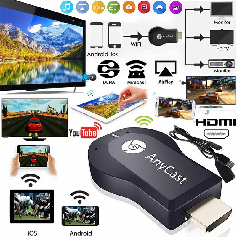 AnyCast DLNA Airplay Miracast 1080P HDMI TV WiFi Display Receiver For Android iOS Wireless Adapter
AnyCast DLNA Airplay Miracast 1080P HDMI TV WiFi Display Receiver For Android iOS Wireless Adapter