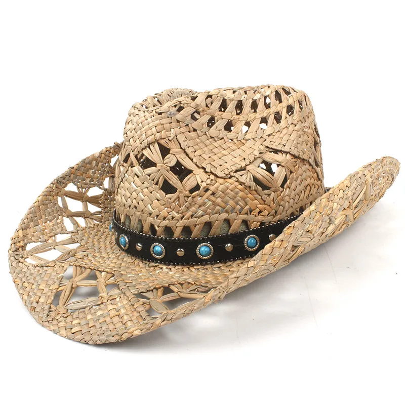 MUMUWU Womens Handmade Straw Western Cowboy Hat with Tassel Ribbon Star Fashion Lady Sombrero Hombre MUMUWU Womens Handmade Straw Western Cowboy Hat with Tassel Ribbon Star Fashion Lady Sombrero Hombre
