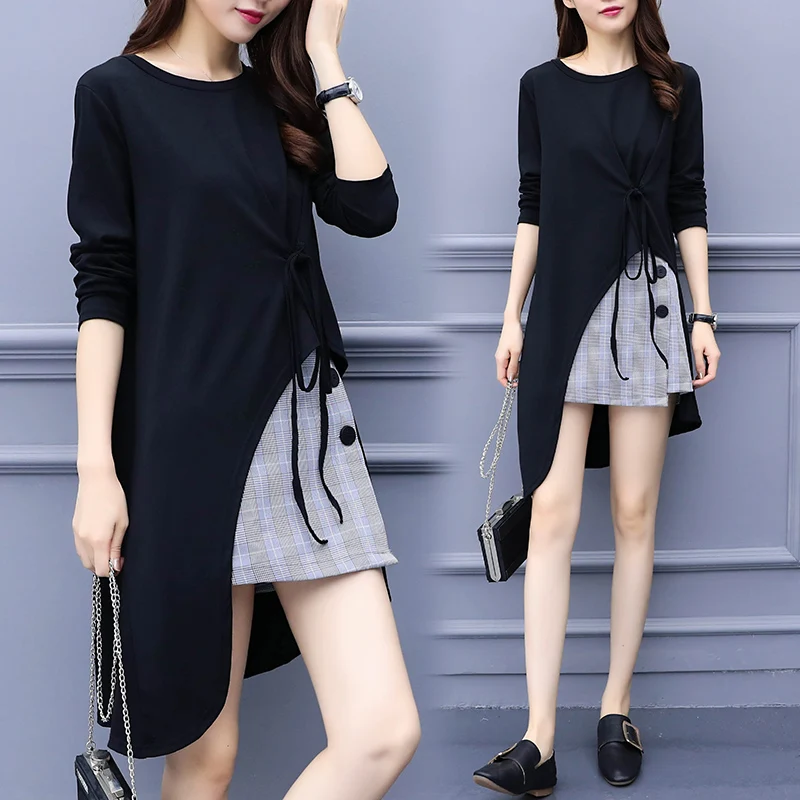 2018 new women XL - 5XL mini plaid skirt + irregular top long sleeve office lady elegant two-piece work outfit D52
2018 new women XL - 5XL mini plaid skirt + irregular top long sleeve office lady elegant two-piece work outfit D52