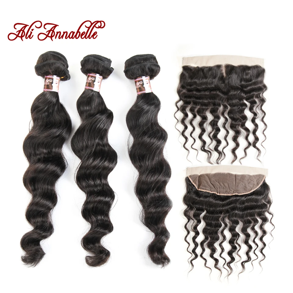 ALI ANNABELLE Peruvian Loose Wave Bundle With Closure 3 Bundle Human Hair Weave Remy Hair Ear to Ear Lace Frontal With Bundle
ALI ANNABELLE Peruvian Loose Wave Bundle With Closure 3 Bundle Human Hair Weave Remy Hair Ear to Ear Lace Frontal With Bundle