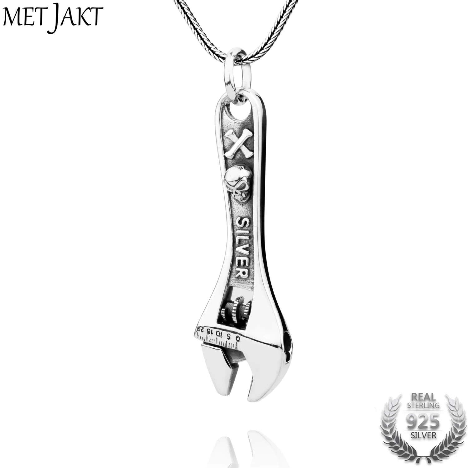 MetJakt Personality Hip Hop Rock Wrench Pendant with Snake Chain Solid 925 Sterling Silver Men's Nightclub Party Jewelry
MetJakt Personality Hip Hop Rock Wrench Pendant with Snake Chain Solid 925 Sterling Silver Men's Nightclub Party Jewelry