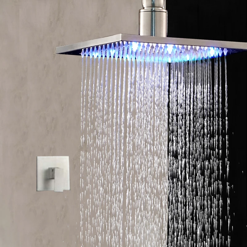 8" 10" 12" 16" NEW LED Ceiling Mounted Shower Faucet Brushed Nickel Single Handle Mixer Tap 
8" 10" 12" 16" NEW LED Ceiling Mounted Shower Faucet Brushed Nickel Single Handle Mixer Tap