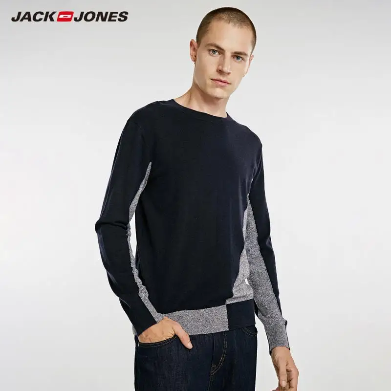 JackJones осенний мужской шерстяной свитер с контрастной строчкой Топ 218324526 | Мужская