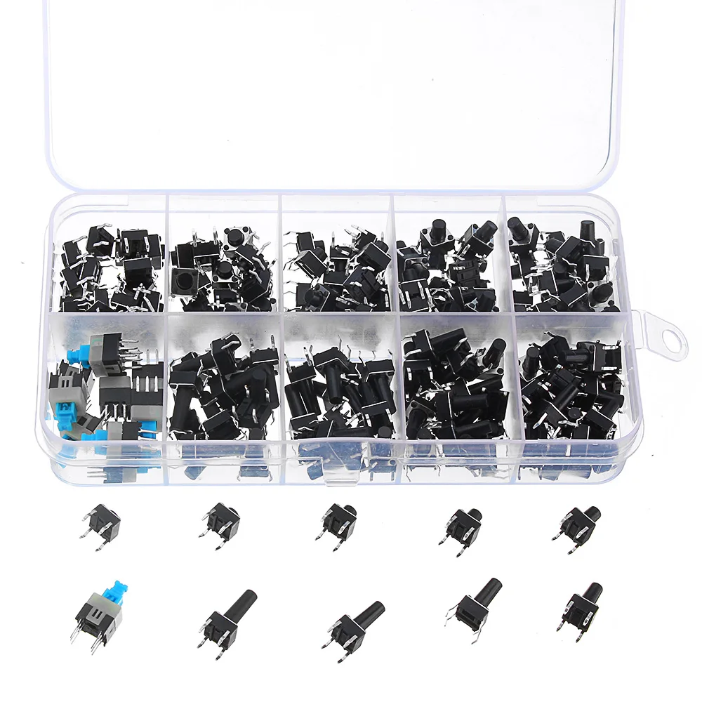 180pcs Micro-Momentary Tactile Push Button Switch Tactile Push Button Switch Micro-Momentary Tact Assortment Kit Module
180pcs Micro-Momentary Tactile Push Button Switch Tactile Push Button Switch Micro-Momentary Tact Assortment Kit Module