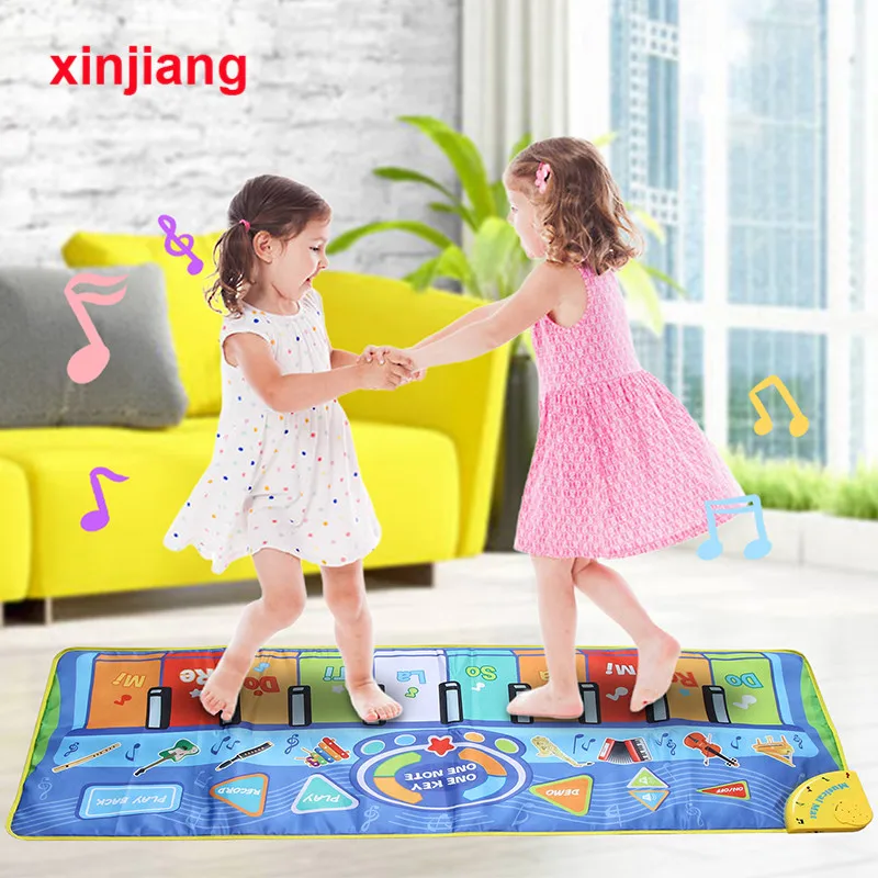 Baby Music Toys Multifunction Instruments Piano Play Mat Early Learning Toys for Kids Gift 130*48cm Musical Mat Toys }