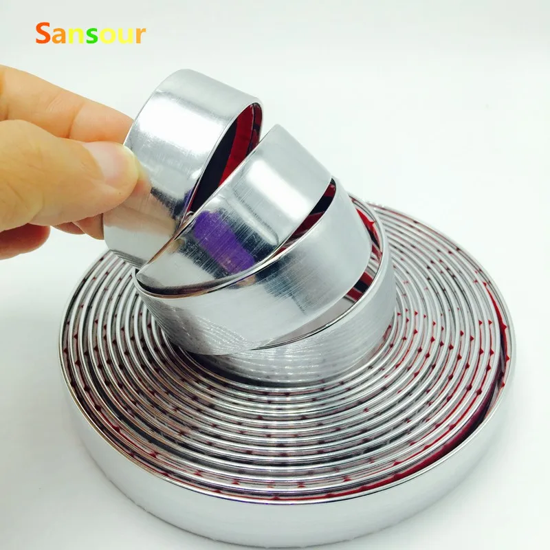 

Sansour Car Styling Auto Self Adhesive Side Door Chrome Strip Moulding Decoration Bumper Protector Trim Tape 20MM 25MM