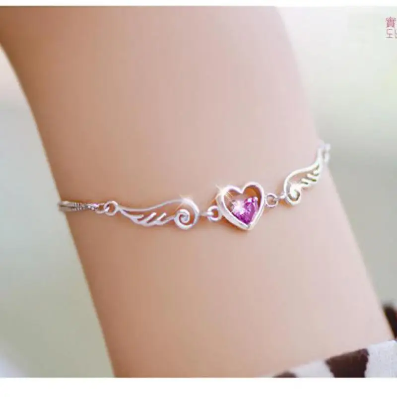 925 Silver Angel Wings Charms Bracelet Heart Bracelets For Women Zircon Bracelets & Bangles Jewelry Femme Bileklik Pulseira A272
925 Silver Angel Wings Charms Bracelet Heart Bracelets For Women Zircon Bracelets & Bangles Jewelry Femme Bileklik Pulseira A272