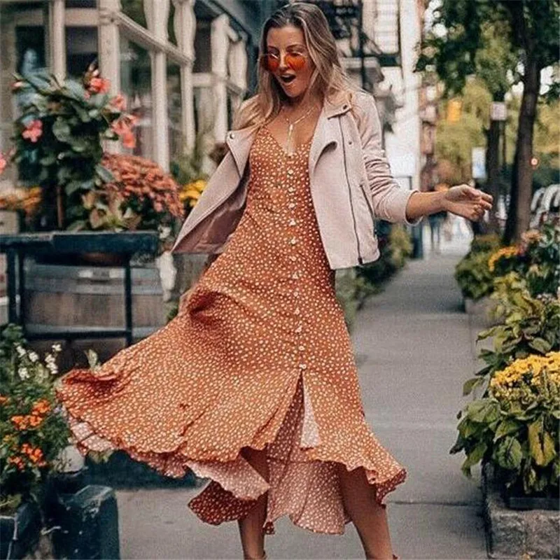 Womens Summer Boho Maxi Long Dress Party Beach Dresses Asymmetrical Dot Halter Dress Ladies Hot Sleeveless Summer 2019 Sundress
Womens Summer Boho Maxi Long Dress Party Beach Dresses Asymmetrical Dot Halter Dress Ladies Hot Sleeveless Summer 2019 Sundress