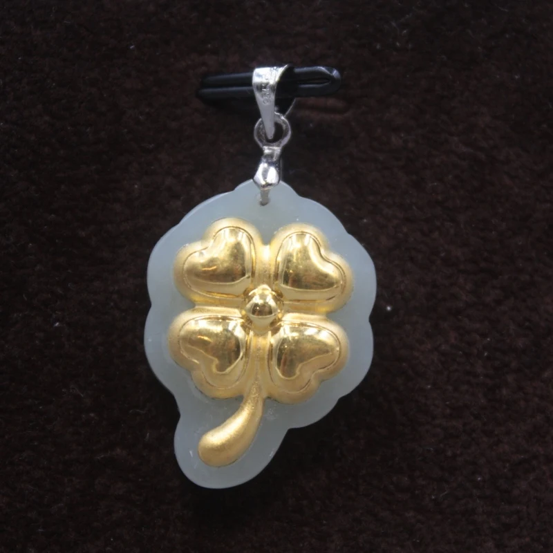 New 24K Yellow Gold Natural Jadeite Jade Women Men Four Leaf Clover Bless Pendant 26x19mm
New 24K Yellow Gold Natural Jadeite Jade Women Men Four Leaf Clover Bless Pendant 26x19mm
