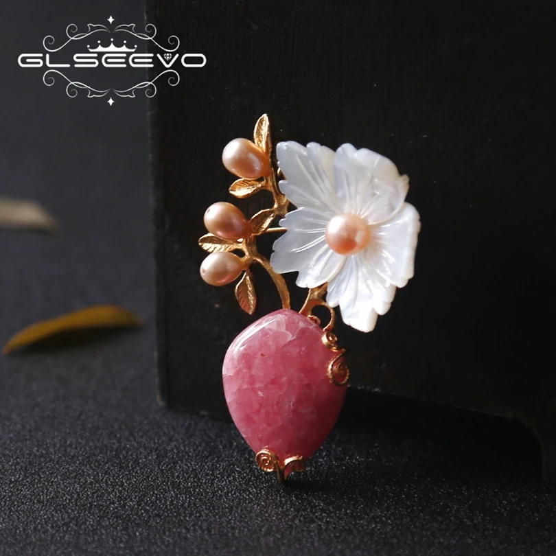 GLSEEVO Natural Rhodochrosite Fresh Water Pearl Brooch Pins Mother Of Pearl Flower Brooches For Women Dual Use Jewelry GO0187
GLSEEVO Natural Rhodochrosite Fresh Water Pearl Brooch Pins Mother Of Pearl Flower Brooches For Women Dual Use Jewelry GO0187