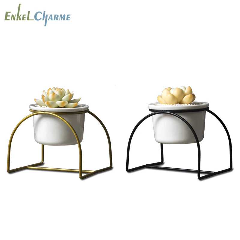 Geometric Cactus Arched Small Succulent Flower Pots Ceramic Circular Flowerpot Iron Plant Stand Holder Garden Desktop Decorative
Geometric Cactus Arched Small Succulent Flower Pots Ceramic Circular Flowerpot Iron Plant Stand Holder Garden Desktop Decorative