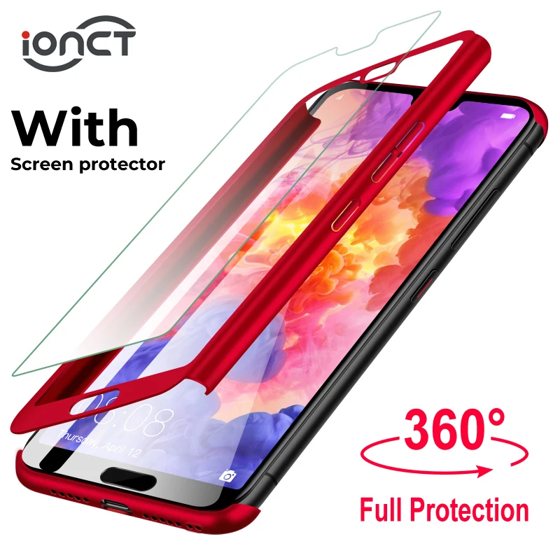 iONCT 360 Full Protective Phone case For Huawei P9 P10 P20 Lite Cases Plus P Smart Case Cover With Glass |