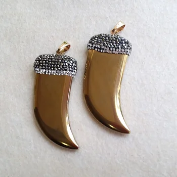 5pcs Pave Pendant,Horn shape Tusk Pendant,,Rhinestone Crystal Caps Pendant,Natural golden hematite stone Pendant PD23
5pcs Pave Pendant,Horn shape Tusk Pendant,,Rhinestone Crystal Caps Pendant,Natural golden hematite stone Pendant PD23