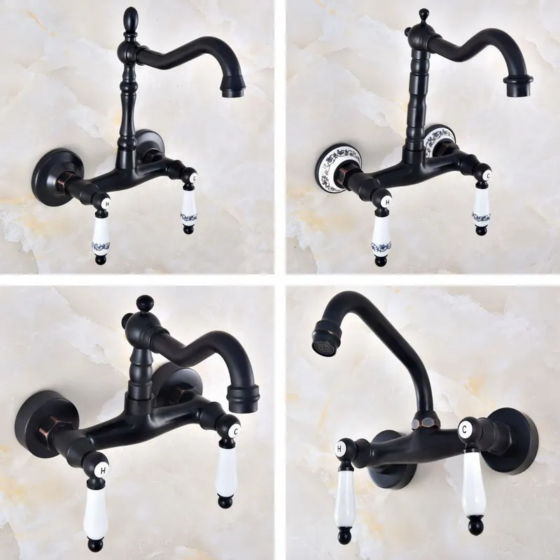 Black Oil Rubbed Bronze Wall Mounted Bathroom Kitchen Sink Faucet Swivel Spout Mixer Tap Dual Ceramics Handles Levers anf821
Black Oil Rubbed Bronze Wall Mounted Bathroom Kitchen Sink Faucet Swivel Spout Mixer Tap Dual Ceramics Handles Levers anf821