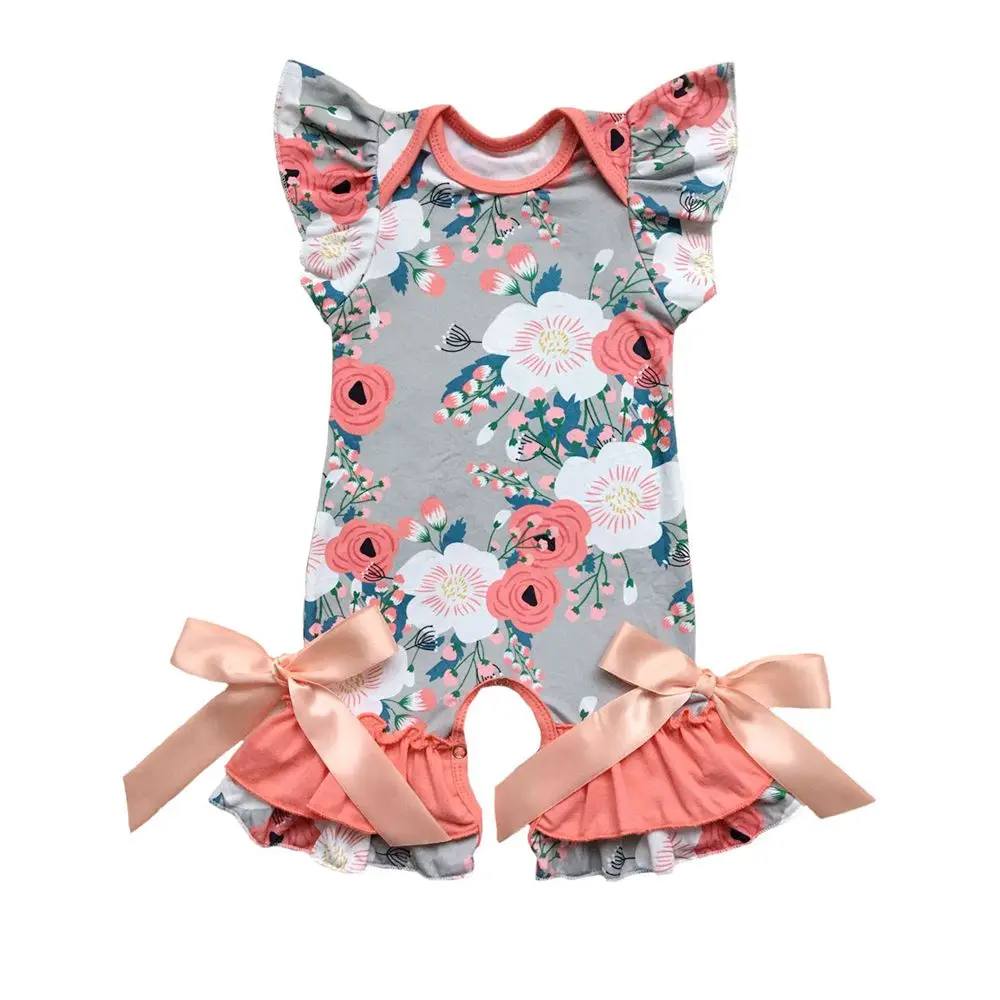 Grey Flwoers Spring Summer baby clothes romper floral baby gowns with ruffle flutter sleeve capris leg romper
Grey Flwoers Spring Summer baby clothes romper floral baby gowns with ruffle flutter sleeve capris leg romper