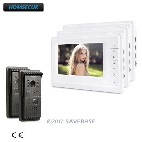 HOMSECUR 7inch Wired Video Door Intercom System with 2 Outdoor Units + 3 Indoor Units for Apartment
HOMSECUR 7inch Wired Video Door Intercom System with 2 Outdoor Units + 3 Indoor Units for Apartment