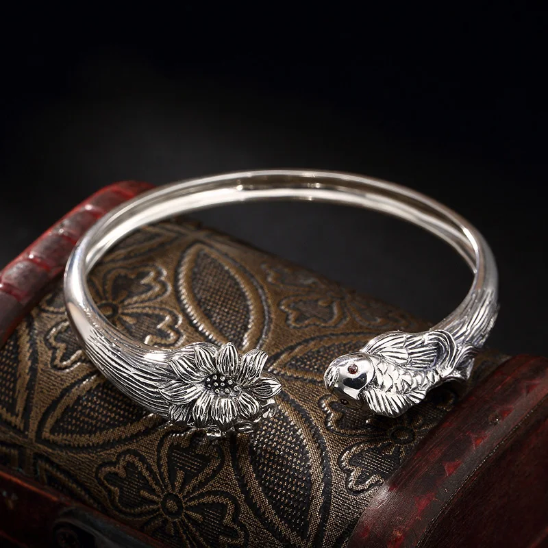 Genuine Solid 925 Sterling Silver Bracelet Women Cuff Bracelets Bangle Fish Engraved Statement Buddha Prayer Bracelet
Genuine Solid 925 Sterling Silver Bracelet Women Cuff Bracelets Bangle Fish Engraved Statement Buddha Prayer Bracelet